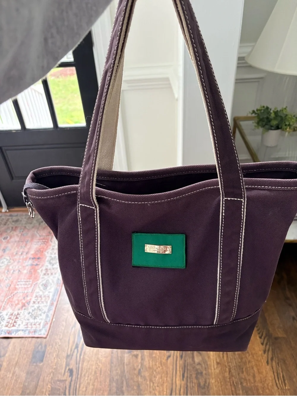 Lands’ End Navy Tote Bag with Coach Patch